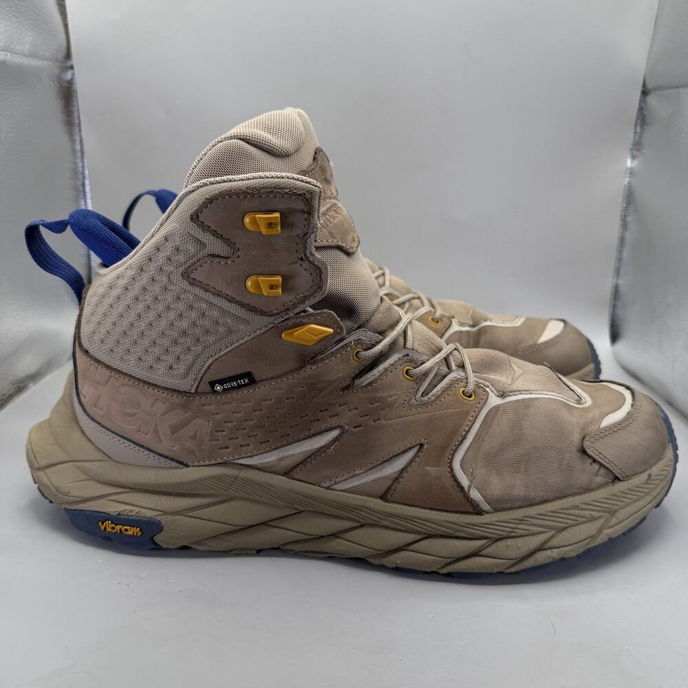 Hoka One One Anacapa Mid GTX Boots Mens Size 13D Brown Vibram Waterproof